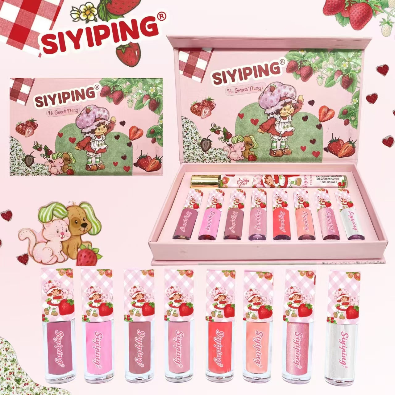 Lip Gloss and Perfume Set (Stitch/Labubu/Strawberry Shortcake)